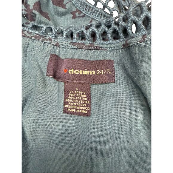 Denim 24/7 Women’s Large Crochet Top Blue Open Front Tie Whimsigoth Fairy Y2K - Picture 8 of 8